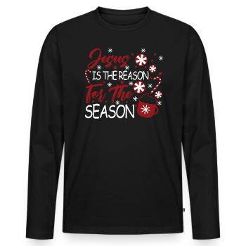 Jesus is the reason for the seasonal - Men's Premium Organic Long Sleeve Shirt - black - Front - Nico (187cm)