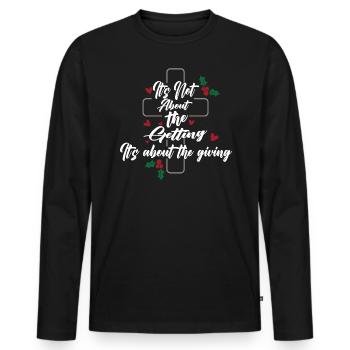 Il ne s’agit pas de donner - T-shirt manches longues Premium bio Homme - noir - Devant - Nico (187cm)