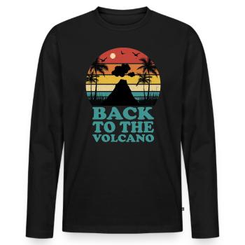 Retour à Volcano-Lava-Migration-Montagne-Feu-Magma - T-shirt manches longues Premium bio Homme - noir - Devant - Nico (187cm)