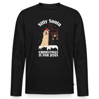 Stupid Santa Claus Christmas is for Jesus - Men's Premium Organic Long Sleeve Shirt - black - Front - Nico (187cm)