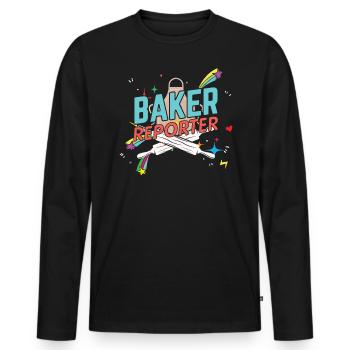 Baker Reporter Cook Chef Cookies Pâte de Noël - T-shirt manches longues Premium bio Homme - noir - Devant - Nico (187cm)