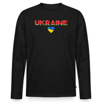 Ukrainian quote Kherson gaining freedom - Men's Premium Organic Long Sleeve Shirt - black - Front - Nico (187cm)