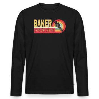 Baker Reporter Caméra Microphone Girl Stars Citation - T-shirt manches longues Premium bio Homme - noir - Devant - Nico (187cm)