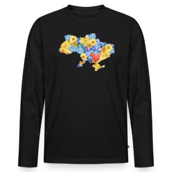 Ukrainian city of Kherson contour map - Men's Premium Organic Long Sleeve Shirt - black - Front - Nico (187cm)