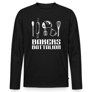 Baker Battalion Kitchens Utensils Chef Cooking - Men's Premium Organic Long Sleeve Shirt - black - Front - Nico (187cm)