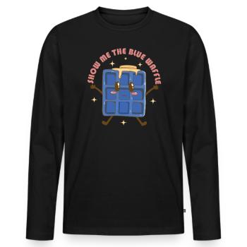 Zeig Mir Das Süße Gesicht Der Blauen Waffelkekse - Männer Premium Bio Langarmshirt - Schwarz - Vorne - Nico (187cm)