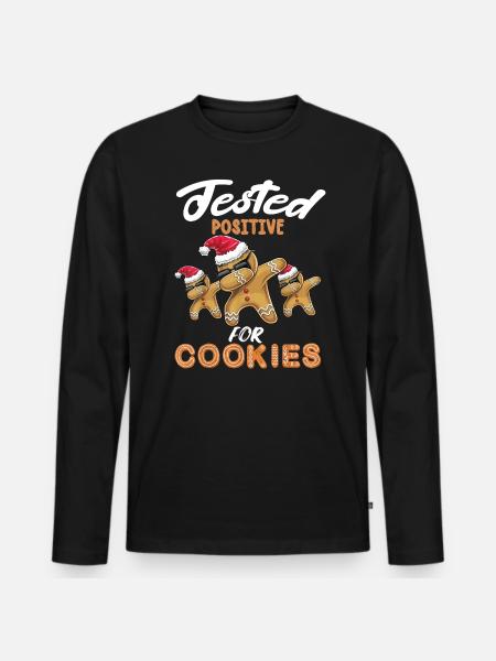 Positive on Cookie Chef Christmas - Men's Premium Organic Long Sleeve Shirt - black