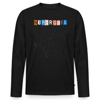 Supergeil super bonnes lettres d’un magazine - T-shirt manches longues Premium bio Homme - noir - Devant - Nico (187cm)