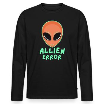 Alien Error Face Galaxy Creature Joke Humour - T-shirt manches longues Premium bio Homme - noir - Devant - Nico (187cm)