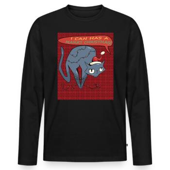 I can have a happy Christmas cat garland - Men's Premium Organic Long Sleeve Shirt - black - Front - Nico (187cm)