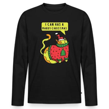 I can have a happy Christmas cat garland - Men's Premium Organic Long Sleeve Shirt - black - Front - Nico (187cm)
