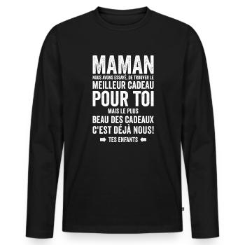 Maman Meilleur Cadeau C'est Nous Enfants - T-shirt manches longues Premium bio Homme - noir - Devant - Nico (187cm)