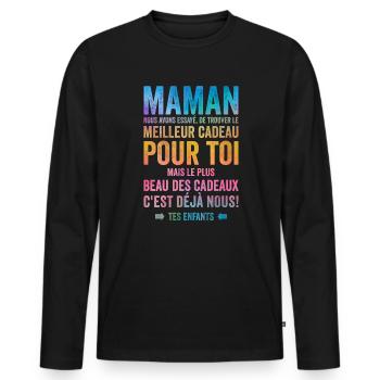 Maman Meilleur Cadeau C'est Nous Enfants - T-shirt manches longues Premium bio Homme - noir - Devant - Nico (187cm)
