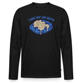 Ich Möchte, Dass Deine Blaue Waffel butter - Männer Premium Bio Langarmshirt - Schwarz - Vorne - Nico (187cm)