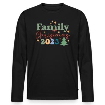 Family Christmas 2023 Winter Stars - Men's Premium Organic Long Sleeve Shirt - black - Front - Nico (187cm)