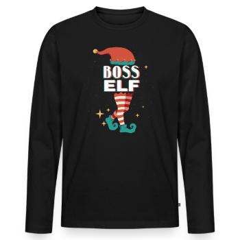 Boss Elf Christmas plays the assistant - Men's Premium Organic Long Sleeve Shirt - black - Front - Nico (187cm)