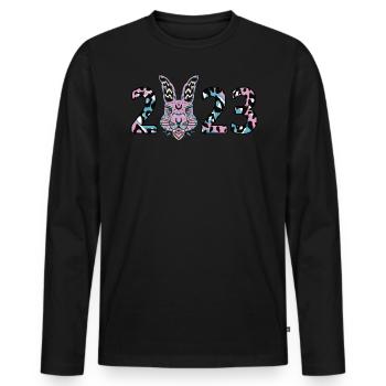 Christmas 2023 Year of the Rabbit Pink Fuzzy - Men's Premium Organic Long Sleeve Shirt - black - Front - Nico (187cm)