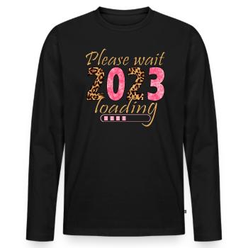 Veuillez patienter 2023 Léopards de Noël 2023 - T-shirt manches longues Premium bio Homme - noir - Devant - Nico (187cm)