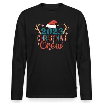 Équipage de Noël 2023 Chapeau de Noël Bois de cerf - T-shirt manches longues Premium bio Homme - noir - Devant - Nico (187cm)