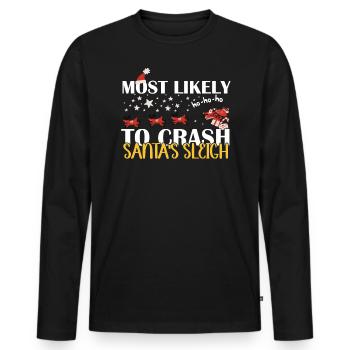 Très probablement, le traîneau va s’écraser - T-shirt manches longues Premium bio Homme - noir - Devant - Nico (187cm)