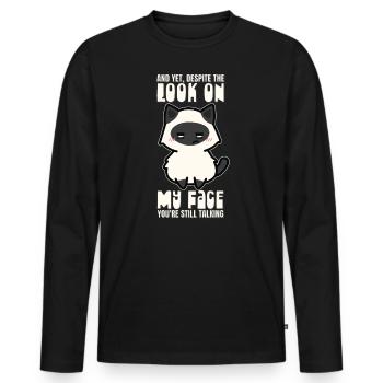 Malgré mon expression faciale, tu parles toujours - T-shirt manches longues Premium bio Homme - noir - Devant - Nico (187cm)