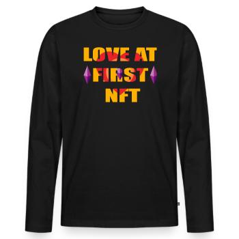 Love on the first nft Love for NFT Valentine's Day - Men's Premium Organic Long Sleeve Shirt - black - Front - Nico (187cm)