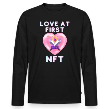 Love on the first nft Love for NFT Valentine's Day - Men's Premium Organic Long Sleeve Shirt - black - Front - Nico (187cm)