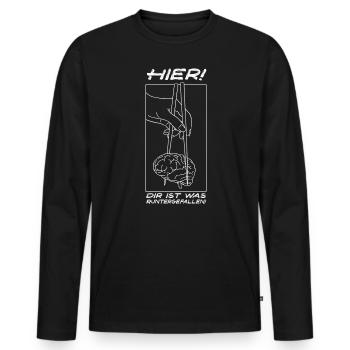 here! Something has fallen down to you - Men's Premium Organic Long Sleeve Shirt - black - Front - Nico (187cm)