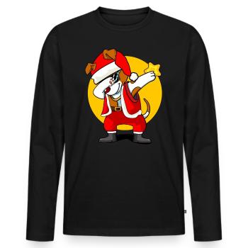 Jack Russell Terrier Chien de Noël Costume de Père Noël - T-shirt manches longues Premium bio Homme - noir - Devant - Nico (187cm)