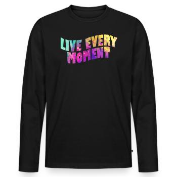 Lebe Jeden Moment Farbenfrohe Helligkeit Freude - Männer Premium Bio Langarmshirt - Schwarz - Vorne - Nico (187cm)