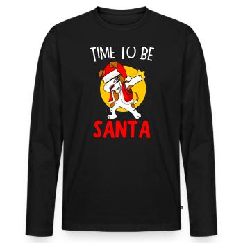 Il est temps d’être costume de Père Noël Jack Russell - T-shirt manches longues Premium bio Homme - noir - Devant - Nico (187cm)