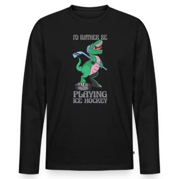 Ich Würde Lieber Ice Hockey Stick Dinosaurier - Männer Premium Bio Langarmshirt - Schwarz - Vorne - Nico (187cm)