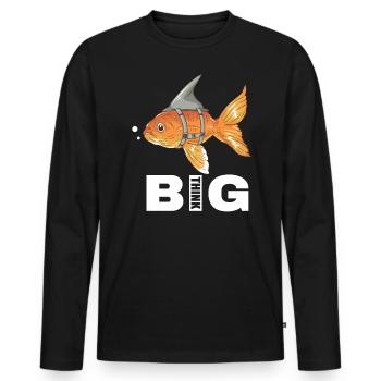 Big Think Goldfish Shark Fins Sea Citation - T-shirt manches longues Premium bio Homme - noir - Devant - Nico (187cm)