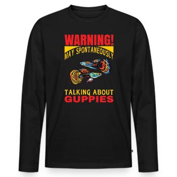 Warnung Kann Spontan Spontan Anfangen Zu Reden - Männer Premium Bio Langarmshirt - Schwarz - Vorne - Nico (187cm)
