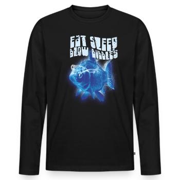 Essen Sie Schlafblasen FaDhead Fisch Meerwasser - Männer Premium Bio Langarmshirt - Schwarz - Vorne - Nico (187cm)