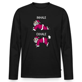 Santa Claus Fart Stretching Sport Weihnachten - Männer Premium Bio Langarmshirt - Schwarz - Vorne - Nico (187cm)