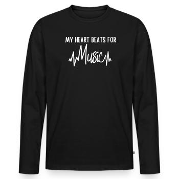 Mein Herz Schlägt Gegen Musik Puls Melody - Männer Premium Bio Langarmshirt - Schwarz - Vorne - Nico (187cm)