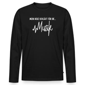 Mein Herz Schlägt Gegen Musik Puls Melody - Männer Premium Bio Langarmshirt - Schwarz - Vorne - Nico (187cm)