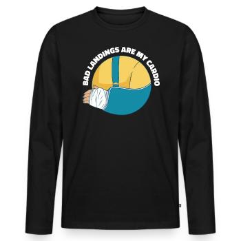 Schlechte Landungen Sind Mein Cardio -Bruch -Arm - Männer Premium Bio Langarmshirt - Schwarz - Vorne - Nico (187cm)