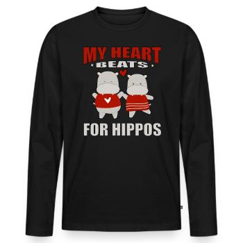 Mein Herz Schlägt Für Das Zitat Von Hippos - Männer Premium Bio Langarmshirt - Schwarz - Vorne - Nico (187cm)
