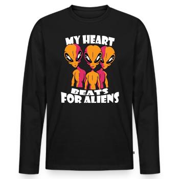 Mein Herz Schlägt Für Aliens, Die Fremde Galaxy - Männer Premium Bio Langarmshirt - Schwarz - Vorne - Nico (187cm)