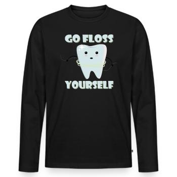 Go floss - Men's Premium Organic Long Sleeve Shirt - black - Front - Nico (187cm)