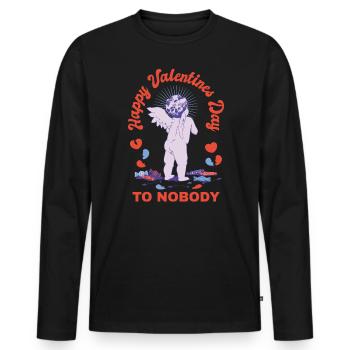 Bonne Saint-Valentin à personne Cupidon Petit Ange - T-shirt manches longues Premium bio Homme - noir - Devant - Nico (187cm)