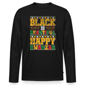 Black is beautiful cheerful Kwanzaa Imani faith - Men's Premium Organic Long Sleeve Shirt - black - Front - Nico (187cm)