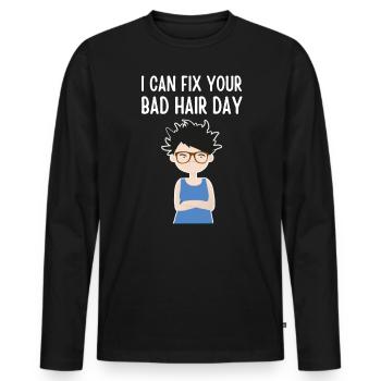 Ich Kann Deinen Schlechten Haar Tag Ohne Styling - Männer Premium Bio Langarmshirt - Schwarz - Vorne - Nico (187cm)