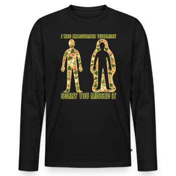 J’étais introverti hier, désolé - T-shirt manches longues Premium bio Homme - noir - Devant - Nico (187cm)