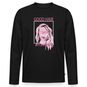 Gutes Haar ist kein Zufall - Männer Premium Bio Langarmshirt - Schwarz - Vorne - Nico (187cm)