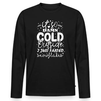 Il fait tellement froid dehors - T-shirt manches longues Premium bio Homme - noir - Devant - Nico (187cm)