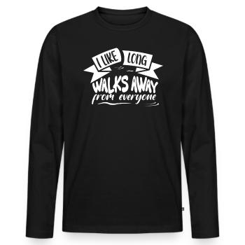 J’aime les longues promenades loin de toute citation - T-shirt manches longues Premium bio Homme - noir - Devant - Nico (187cm)