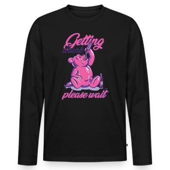 Se saouler s’il vous plaît attendre l’alcool d’ours rose - T-shirt manches longues Premium bio Homme - noir - Devant - Nico (187cm)